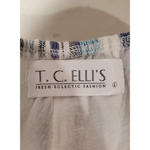 T.C.ELLIS Blue Sky Stripes Halter Romper - Picture 4 of 5